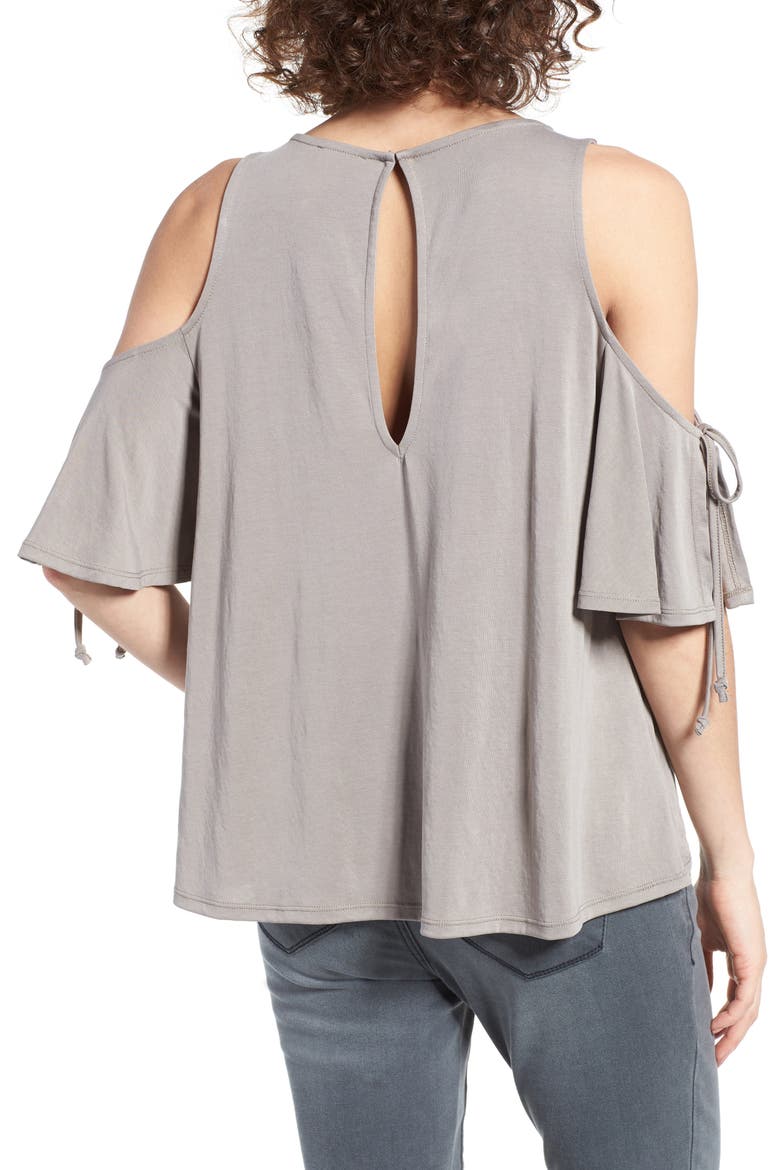 Cold Shoulder Tee, Alternate, color, GREY BRINDLE