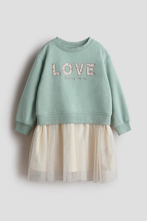 Tulle-skirt Sweatshirt Dress