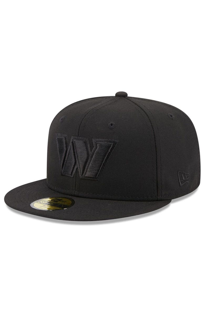 New Era Men's New Era Washington Commanders Black on Black Alternate Logo 59FIFTY Fitted Hat, Main, color,