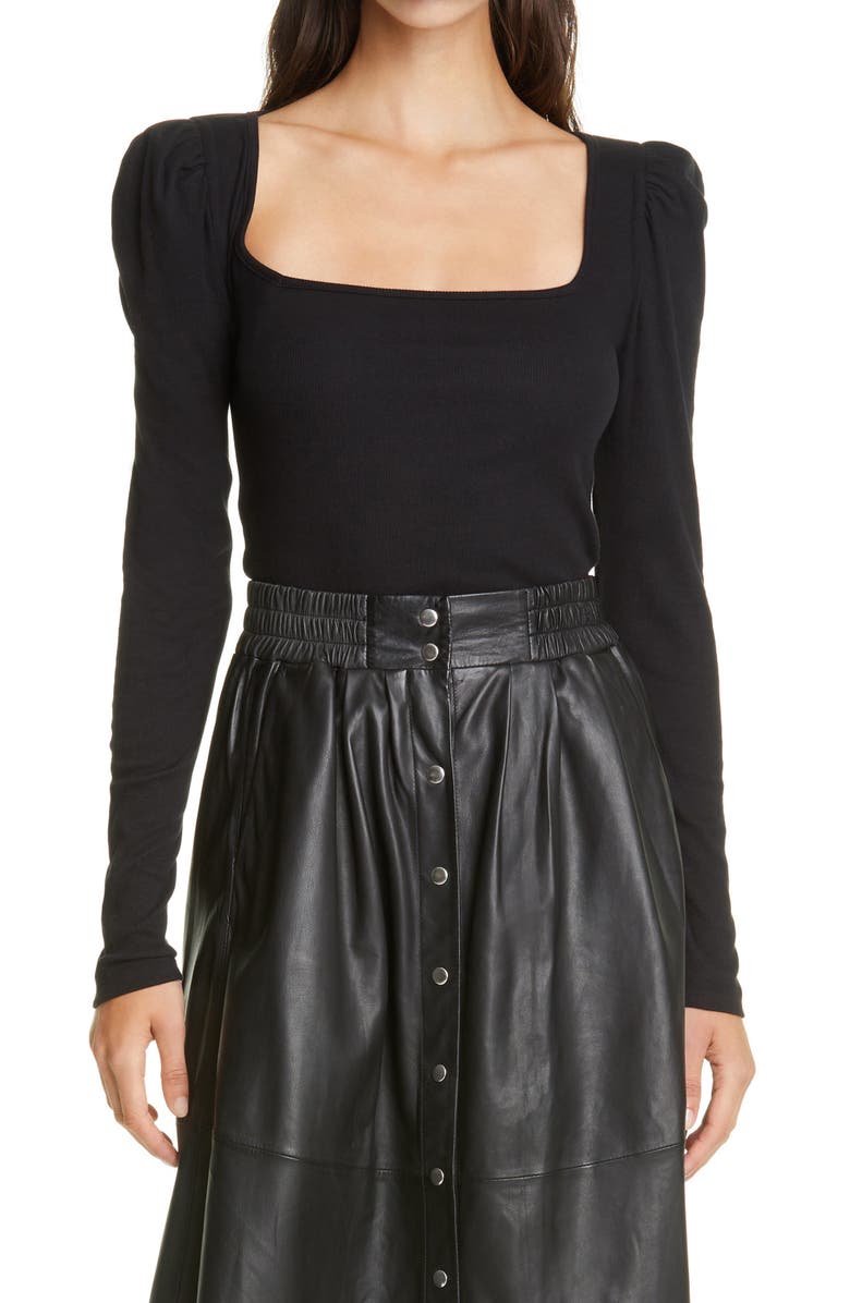 ba&sh Olympe Puff Shoulder Top, Main, color, 