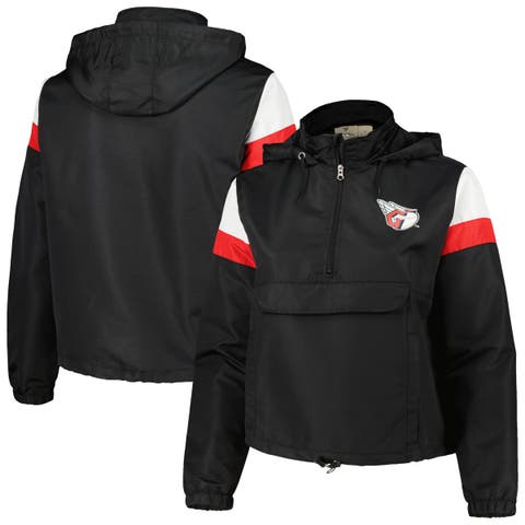 Women's Profile Black Cleveland Guardians Plus Size Anorak Quarter-Zip Hoodie
