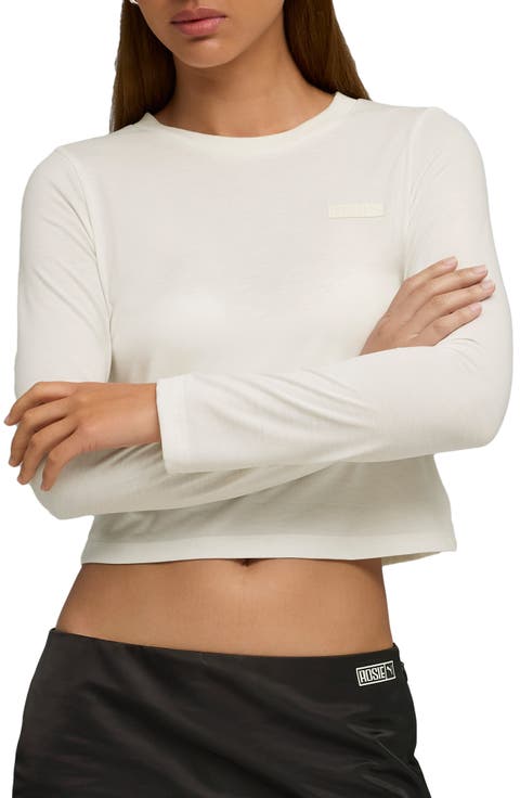 x Rosé Slim Fit Long Sleeve Crop T-Shirt