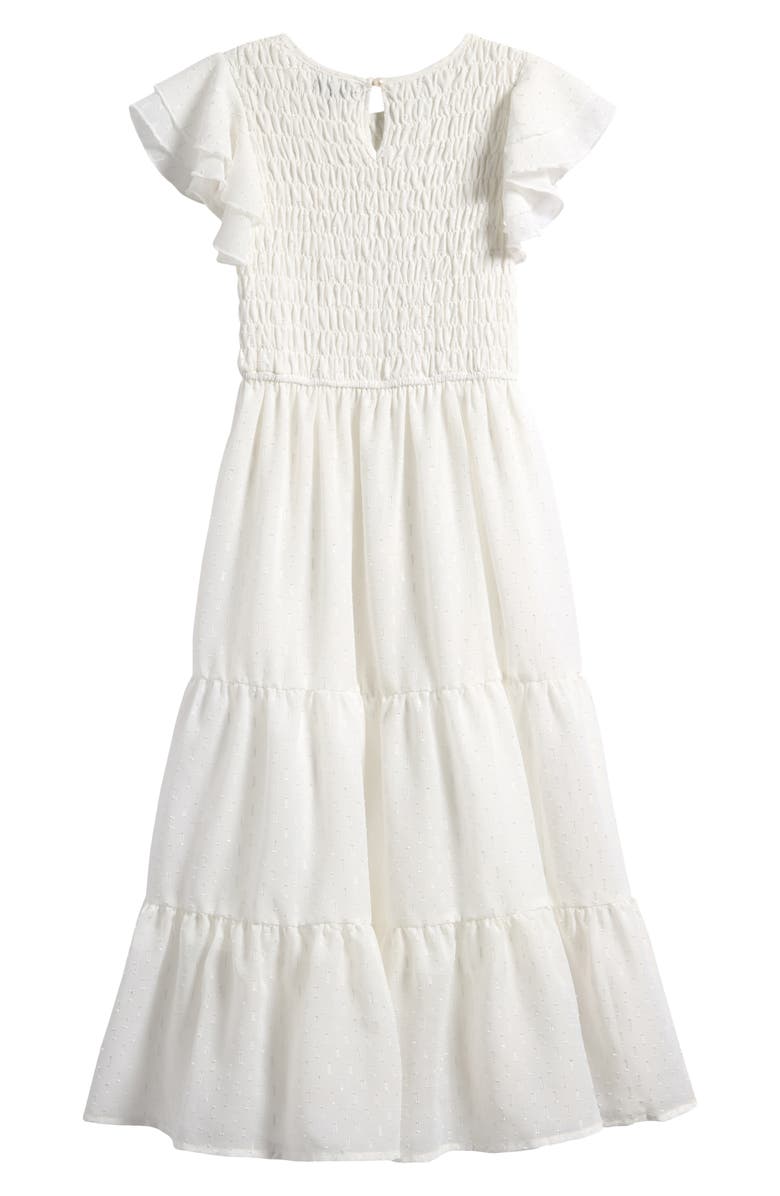 Ava & Yelly Kids' Smocked Bodice Clip Dot Chiffon Party Dress, Alternate, color,