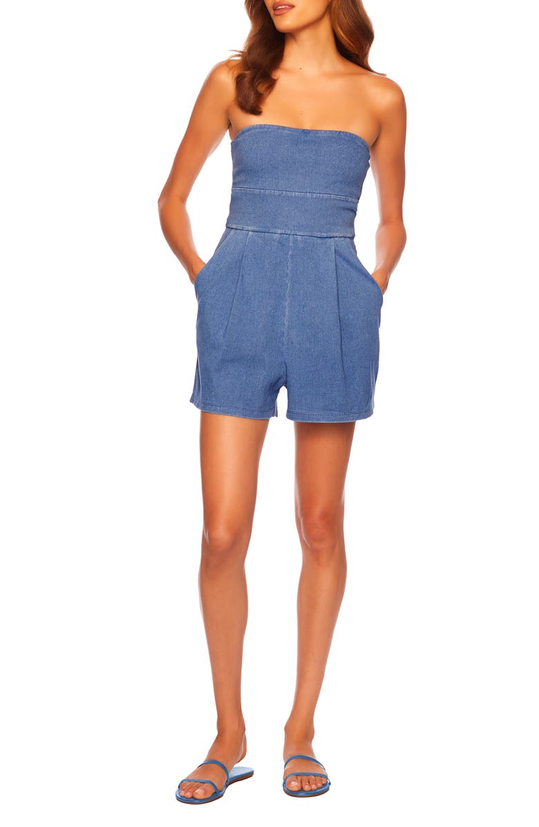 Susana Monaco Strapless Stretch Denim Romper, Main, color,