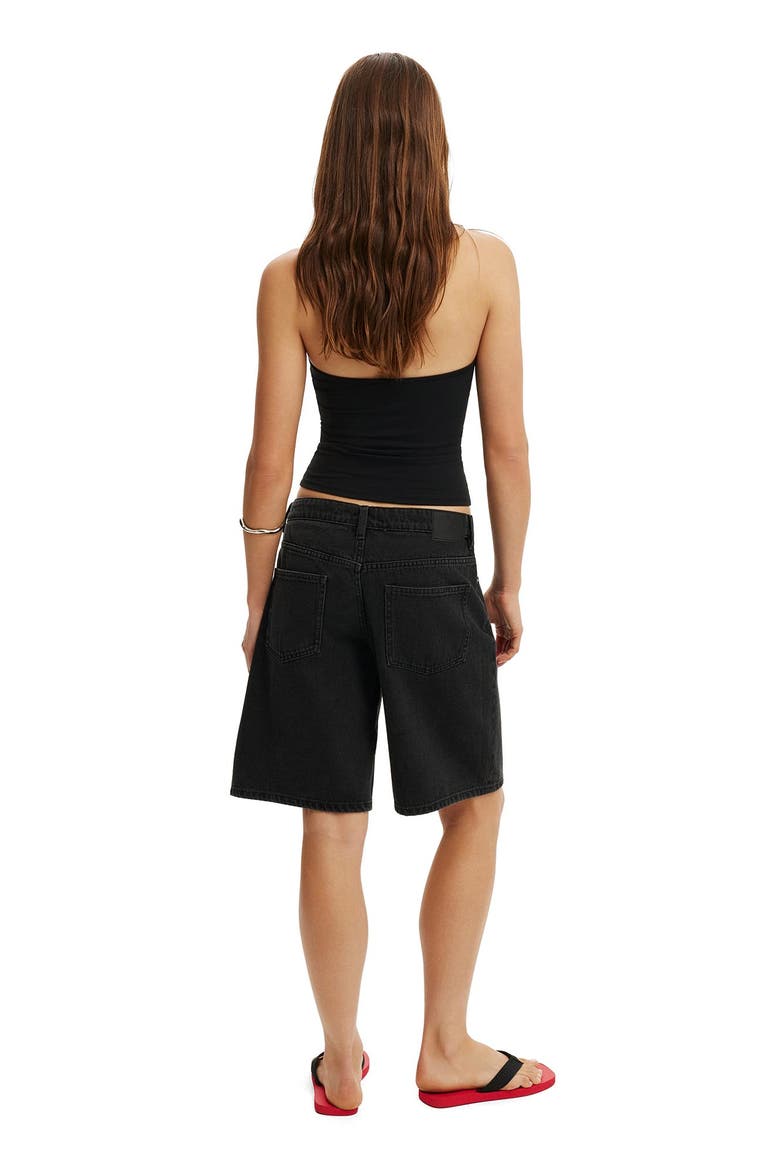 Women's Baggy Denim Short, Alternate, color, Leo Black