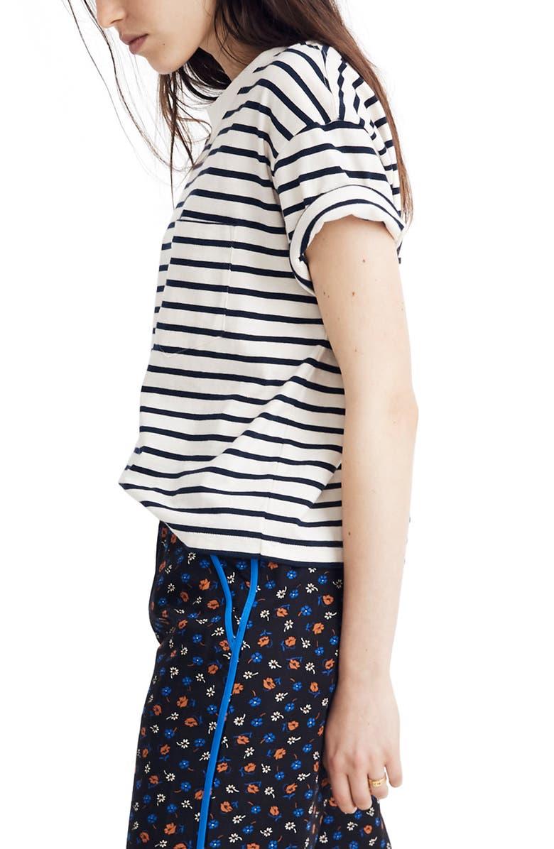 Madewell Baker Stripe Easy Crop Tee, Alternate, color, 