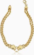 Oradina 18K Gold Rock Panther Head Bracelet