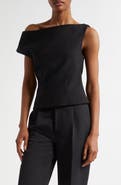 Róhe Sculptural Asymmetric One-Shoulder Wool Blend Top