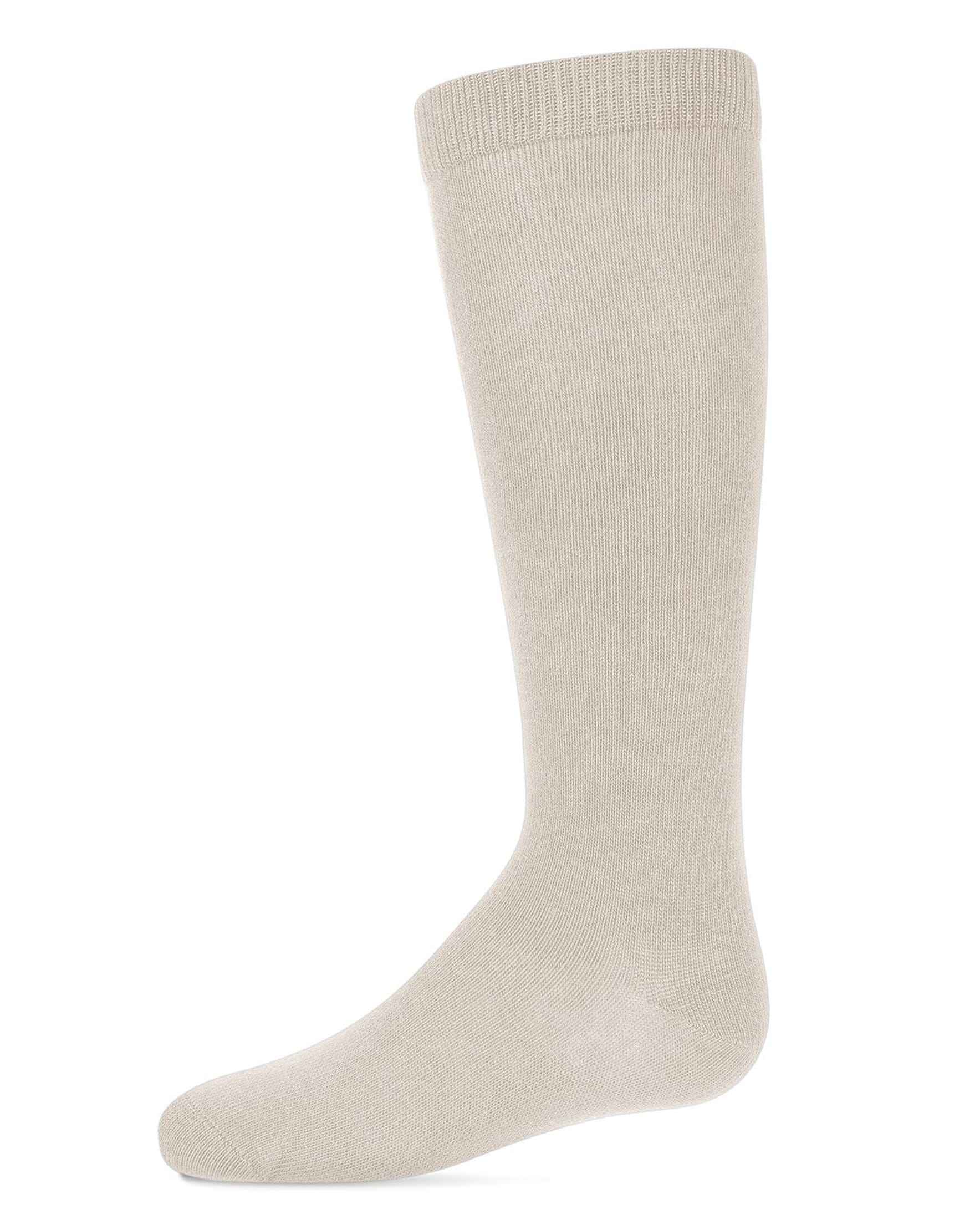 Memoi Babies'  Ribbed Classic Solid-color Knee High Sock In White