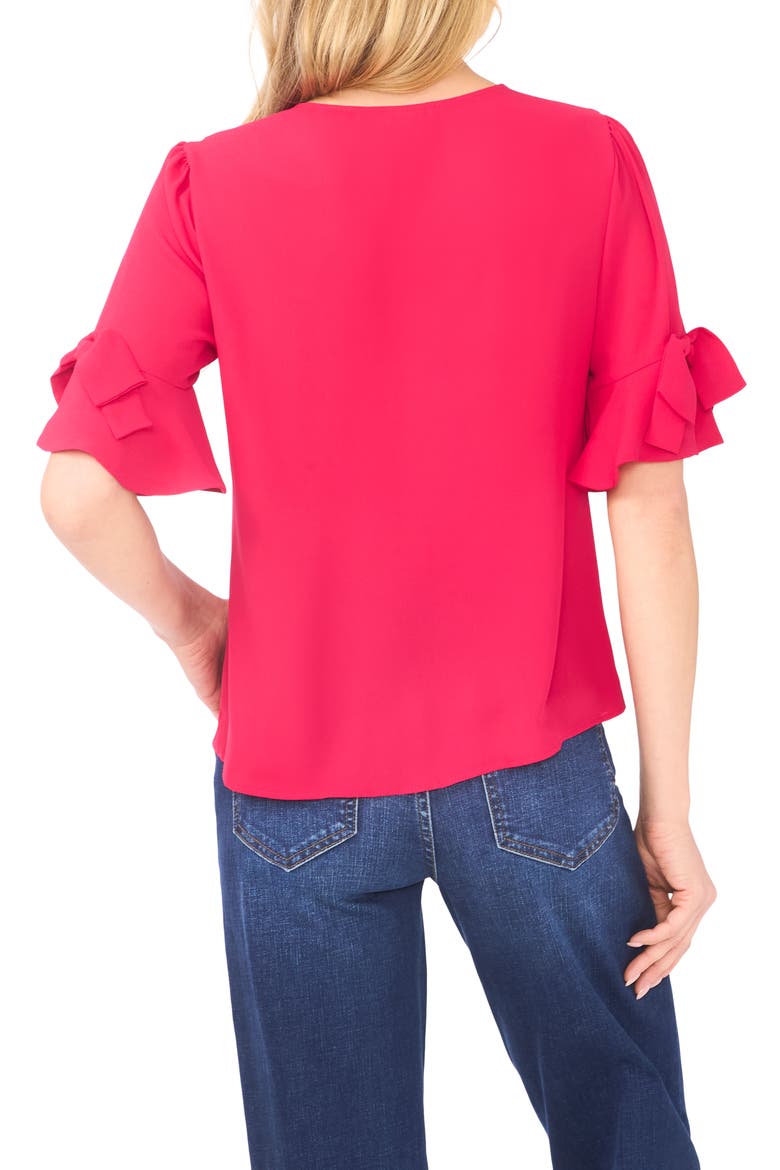 Bow Sleeve Button-Up Top, Alternate, color, ROSE CERISE