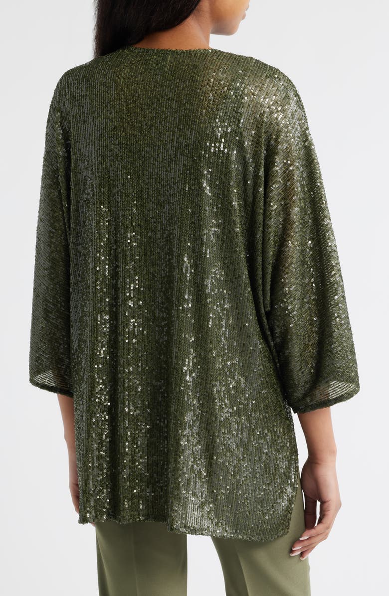 Anne Klein Sequin Draped Open Front Cardigan, Alternate, color, 