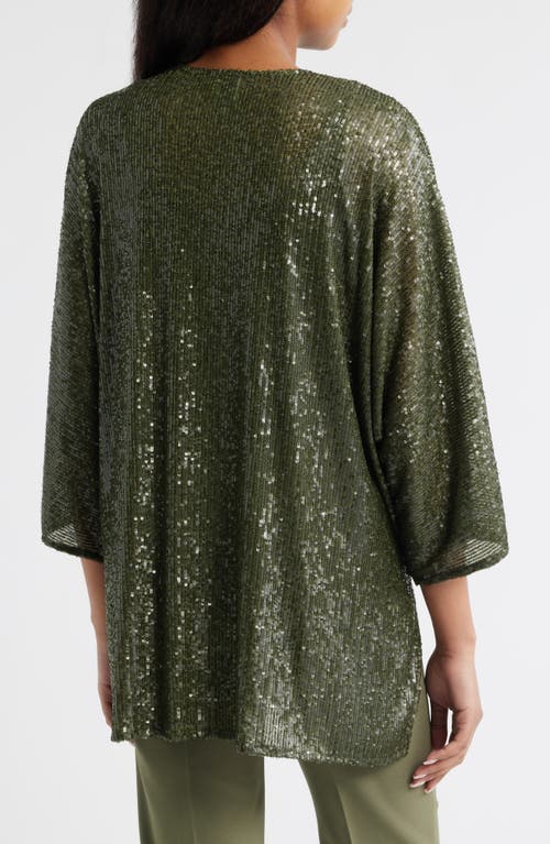 ANNE KLEIN ANNE KLEIN SEQUIN DRAPED OPEN FRONT CARDIGAN