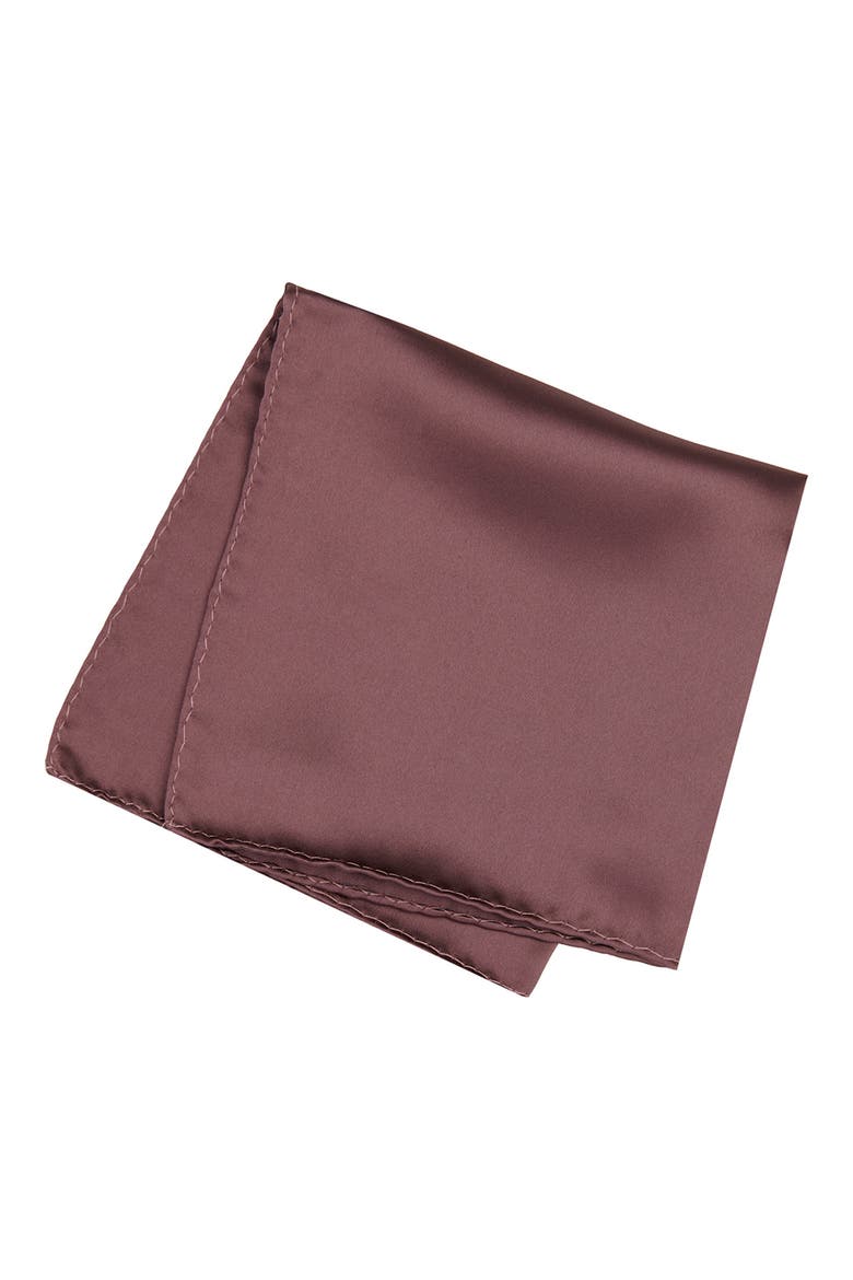Men's Solid Satin Pocket Square, Main, color, DARK MAUVE