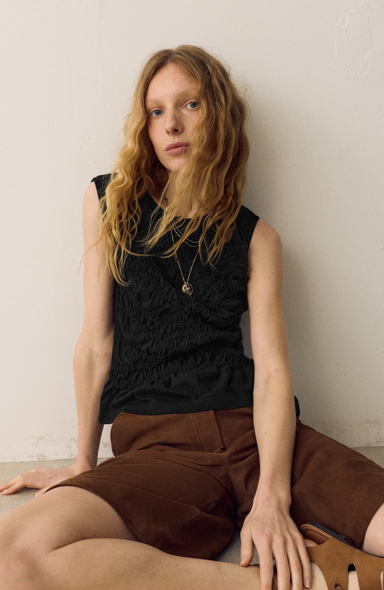 PER UNA BY M&S Stitch Detail Cotton Jersey Tank, Alternate, color, Black