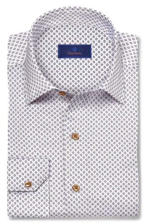 Micro Geometric Print Sport Shirt