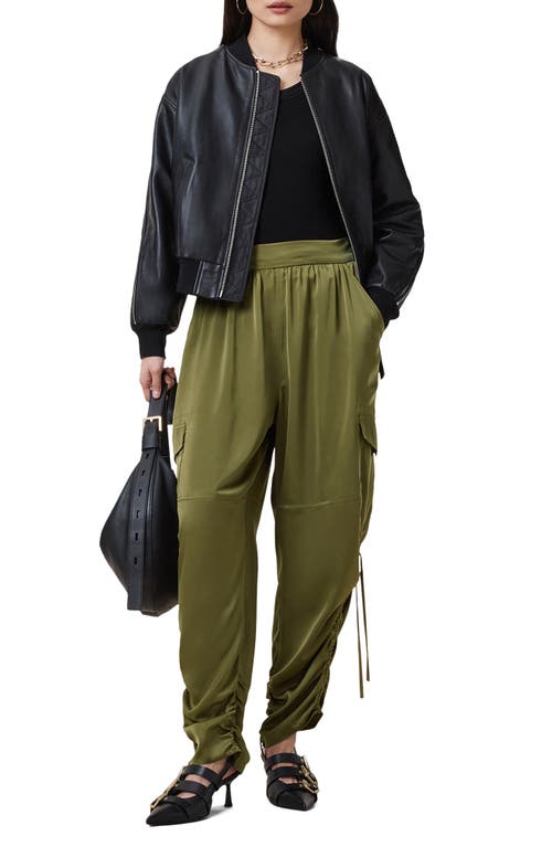 Allsaints Kaye Ruched Cargo Pants In Khaki Green