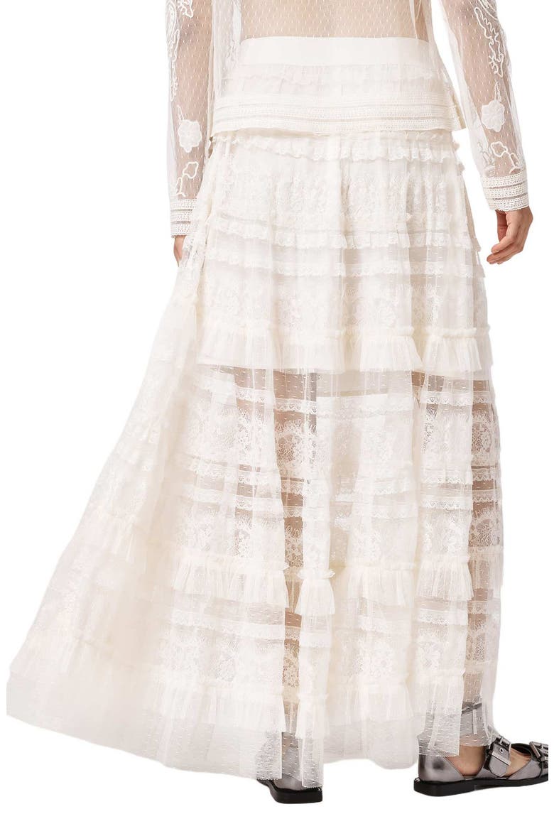 Arlea Lace & Tulle Skirt, Alternate, color, ANTIQUE WHITE