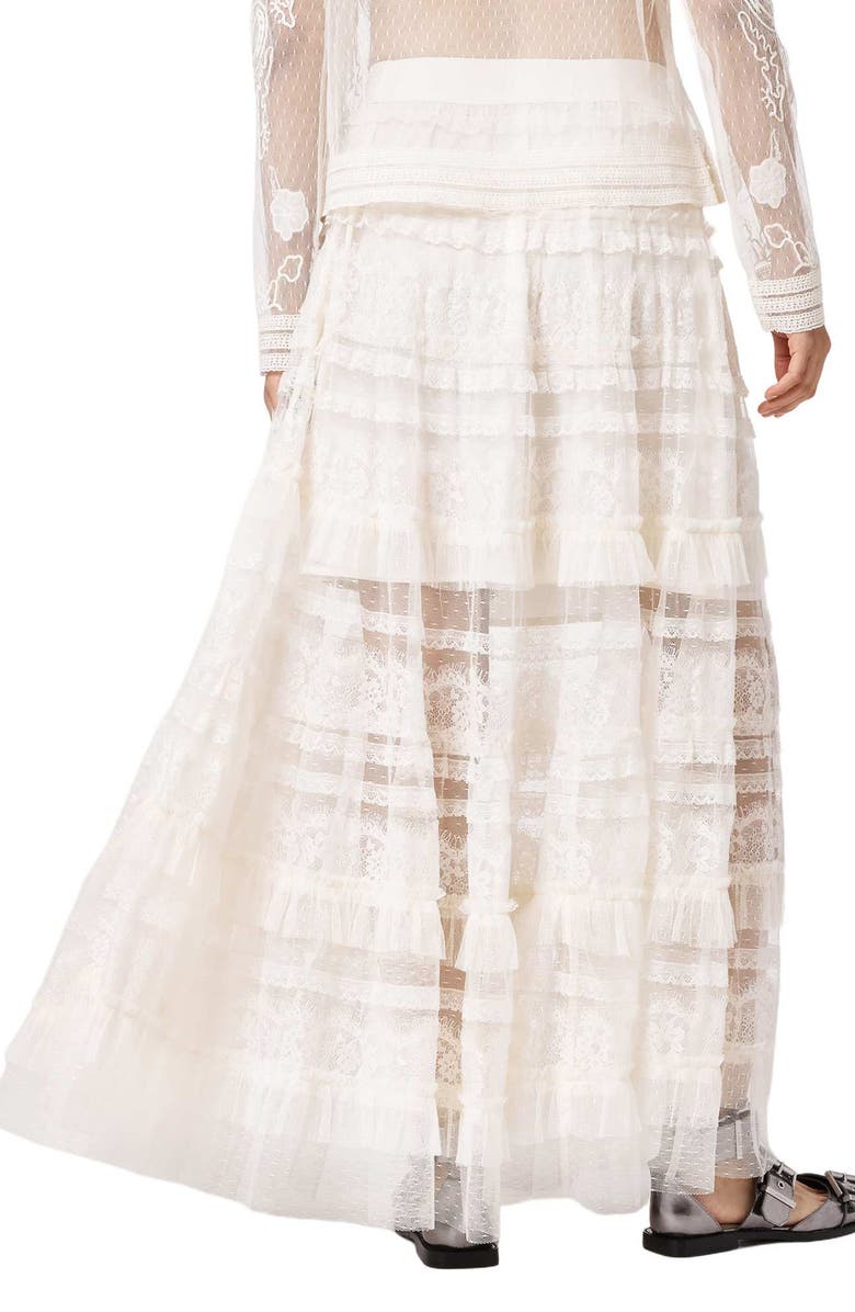 AllSaints Arlea Lace & Tulle Skirt, Alternate, color, Antique White