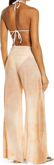 Crochet Trim Wide Leg Cover-Up Pants