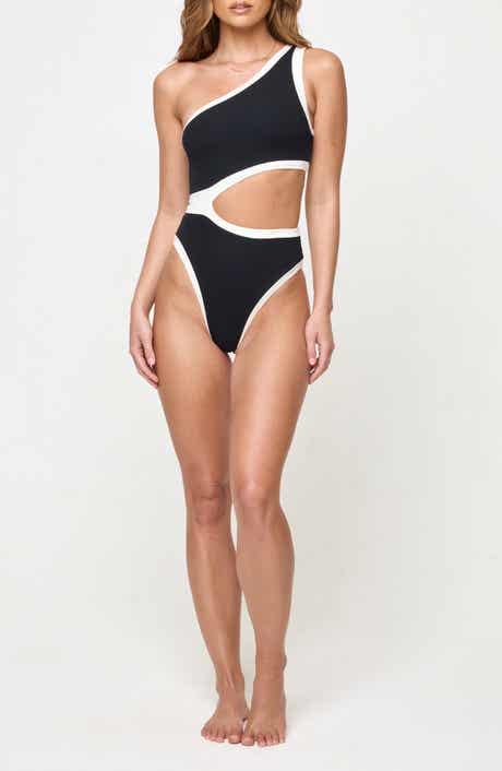 LSPACE Loren Cutout Rib & Jersey One-Piece Swimsuit