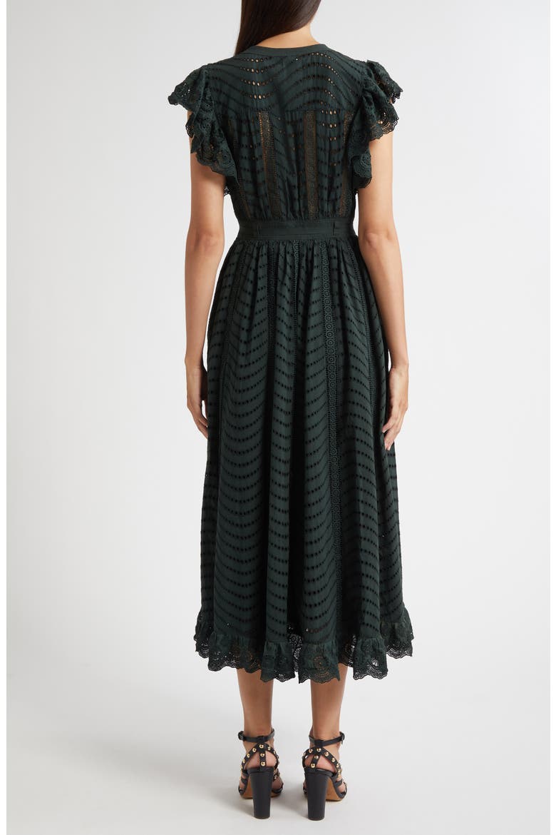 Olga Flutter Sleeve Midi Dress, Alternate, color, CYPRESS