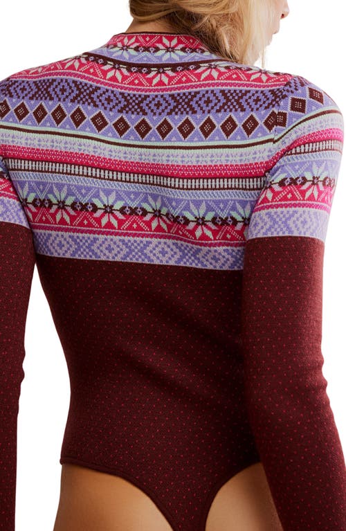 Free People Warmer Fair Isle Long Sleeve Bodysuit In Multi