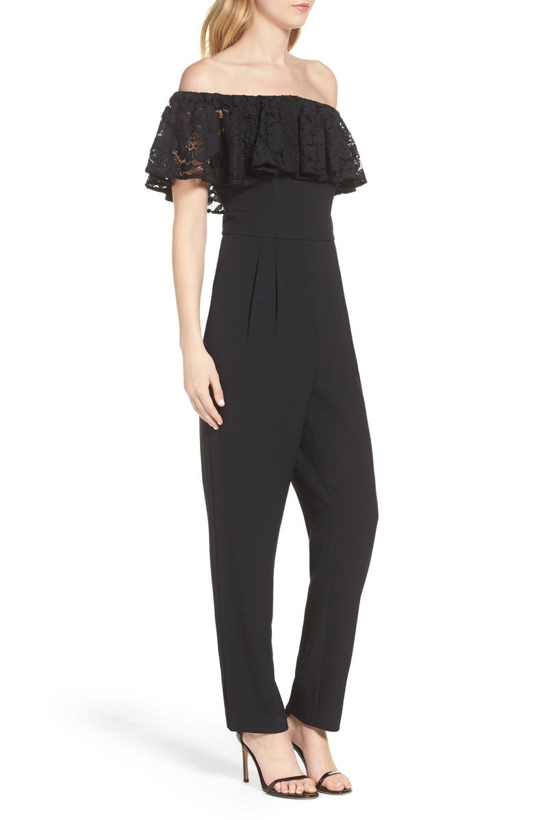 Eliza J Off the Shoulder Jumpsuit, Alternate, color, 