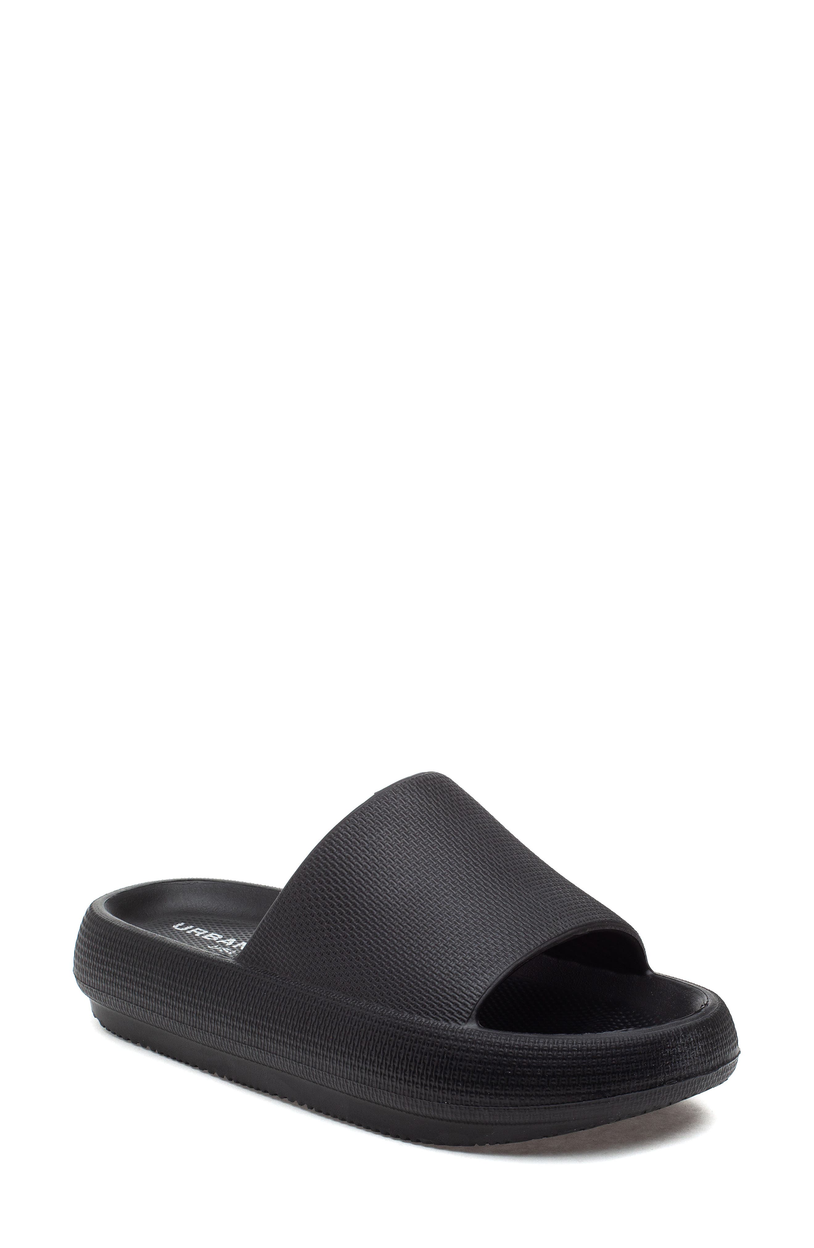 beach slides by J/SLIDES URBAN SPORT Squeezy Slide Sandal, Main, color, 