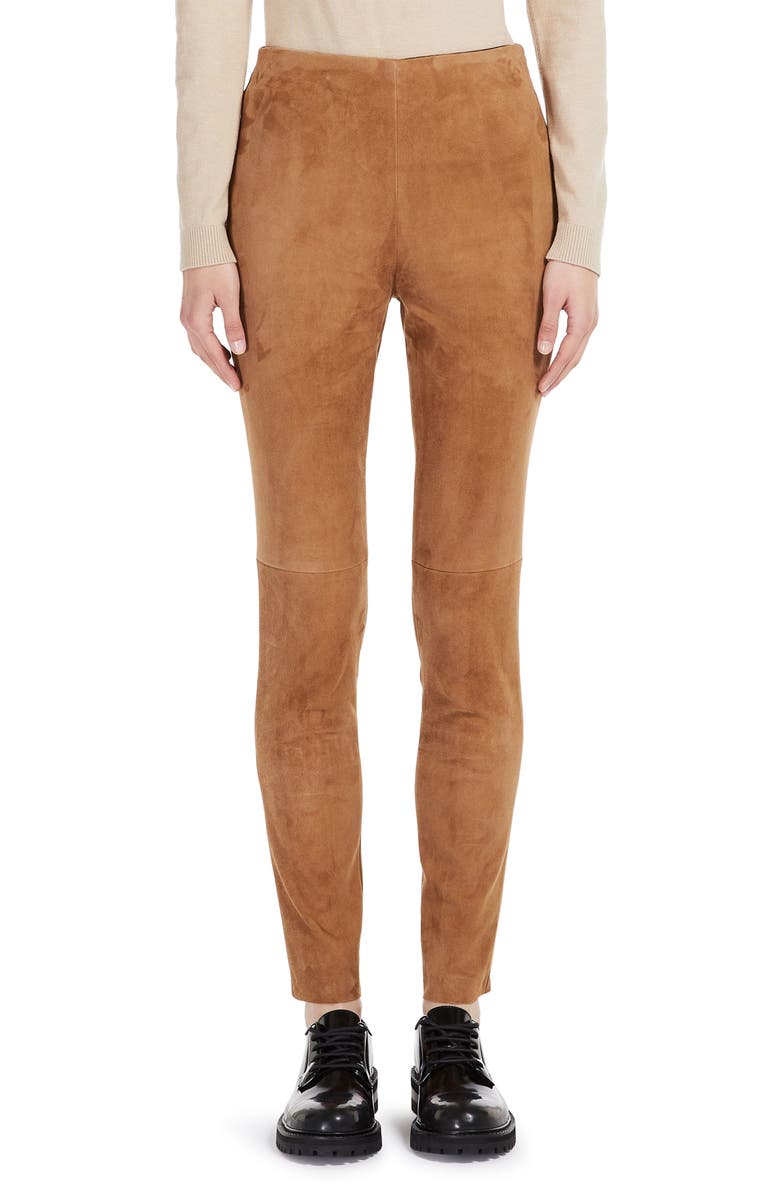 Weekend Max Mara Bahamas Leather & Stretch Jersey Slim Pants, Main, color, 