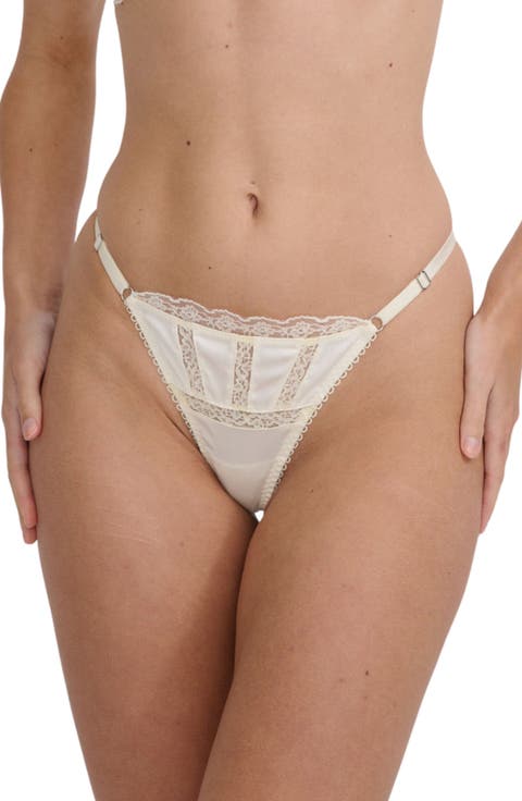 Lana Lace Trim Satin Thong