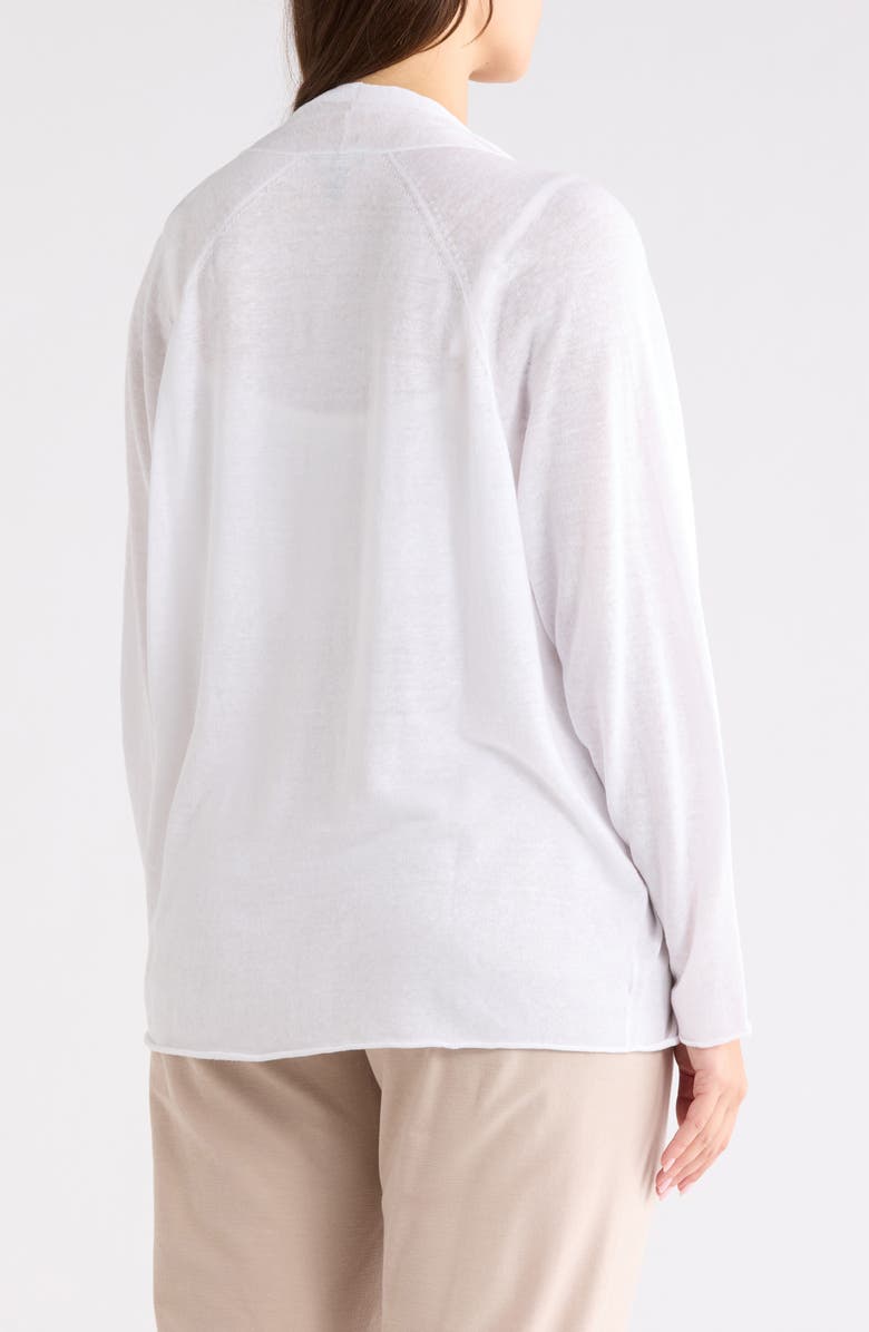 Eileen Fisher Organic Linen & Organic Cotton Open Front Cardigan, Alternate, color, White