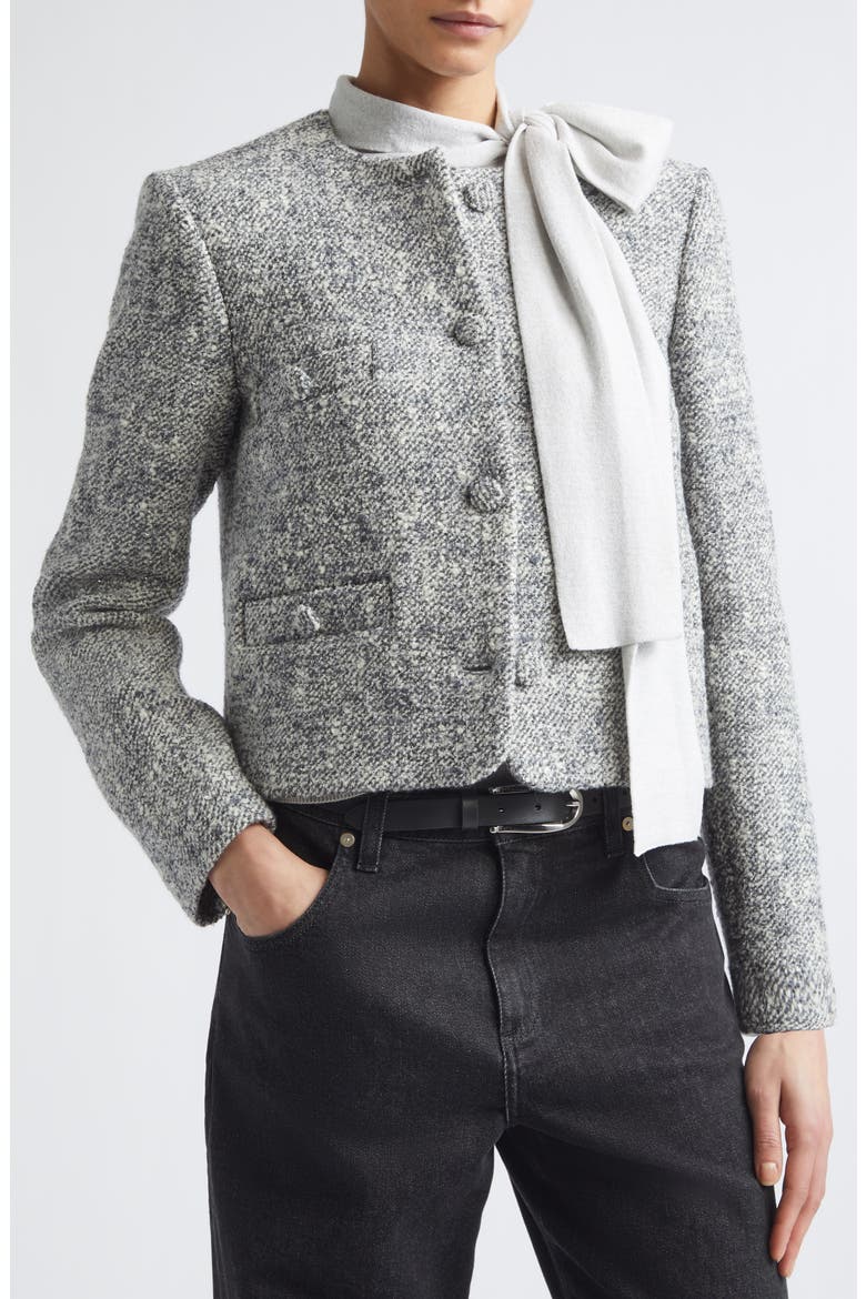 Collarless Wool Blend Jacket, Alternate, color, 75 PEARL GRAY