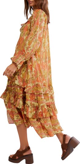 Garden Wonders Long Sleeve Cotton Maxi Dress