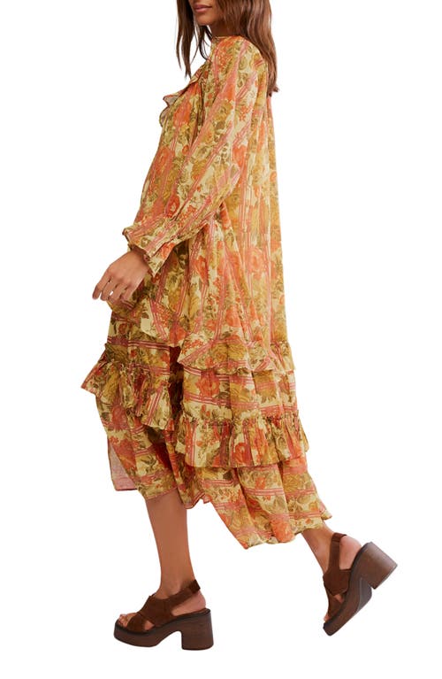 Free People Garden Wonders Long Sleeve Cotton Maxi Dress In Multi