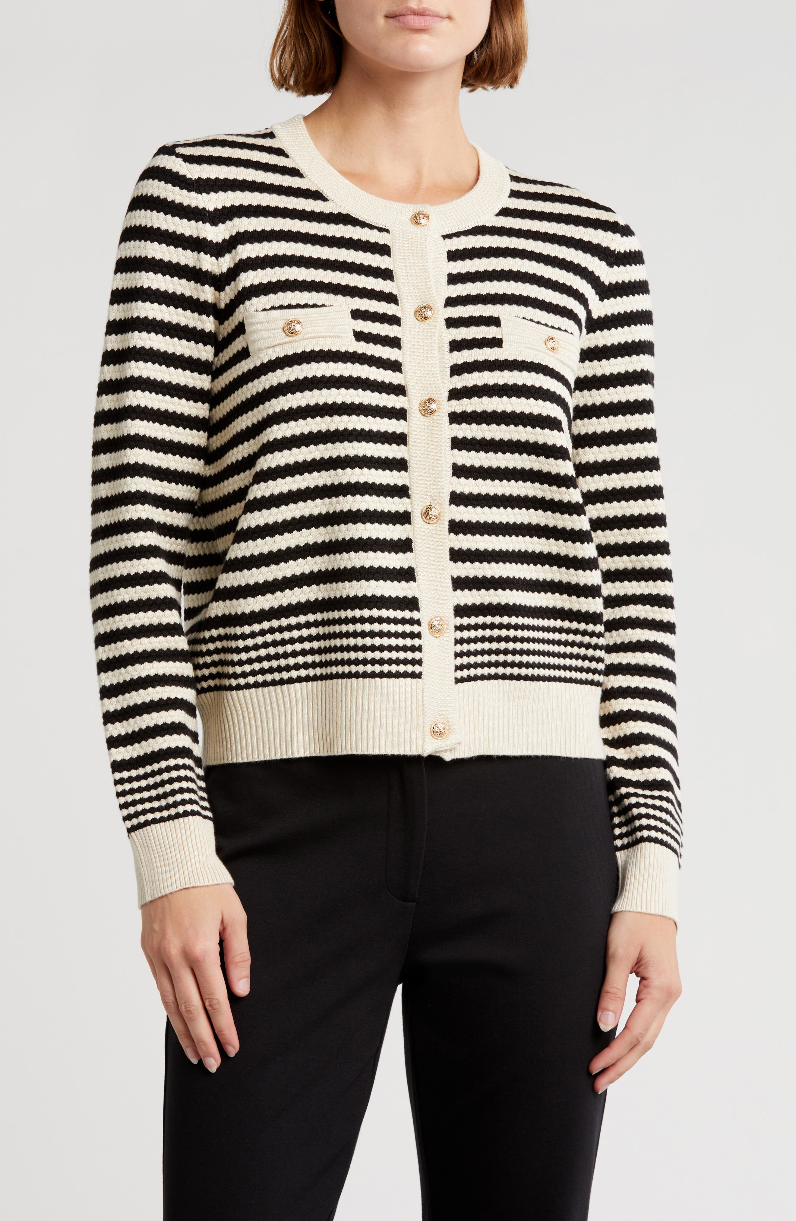 Adrianna Papell Lady-Like Stripe Sweater