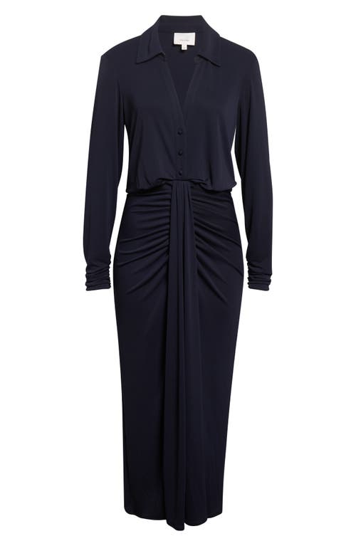 Cinq À Sept Seferina Ruched Detail Long Sleeve Shirtdress In Burgundy