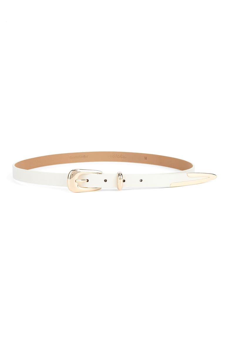 Liquid Metal Western Buckle Belt, Main, color, VANILLA