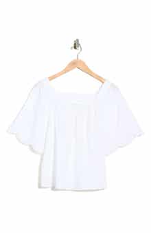 Trove New York Square Neck Flutter Sleeve Cotton Top