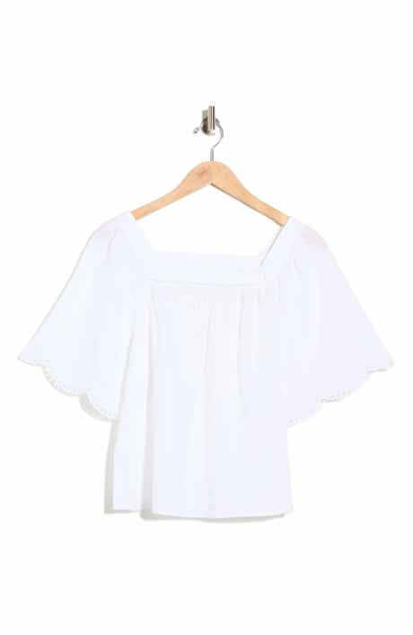 Trove New York Square Neck Flutter Sleeve Cotton Top