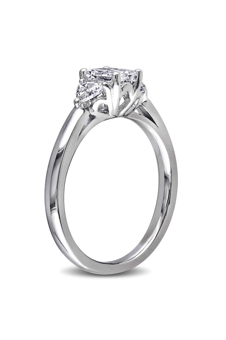 Diamond Radiant Heart 3-Stone Ring 14k, Alternate, color, 14k White Gold