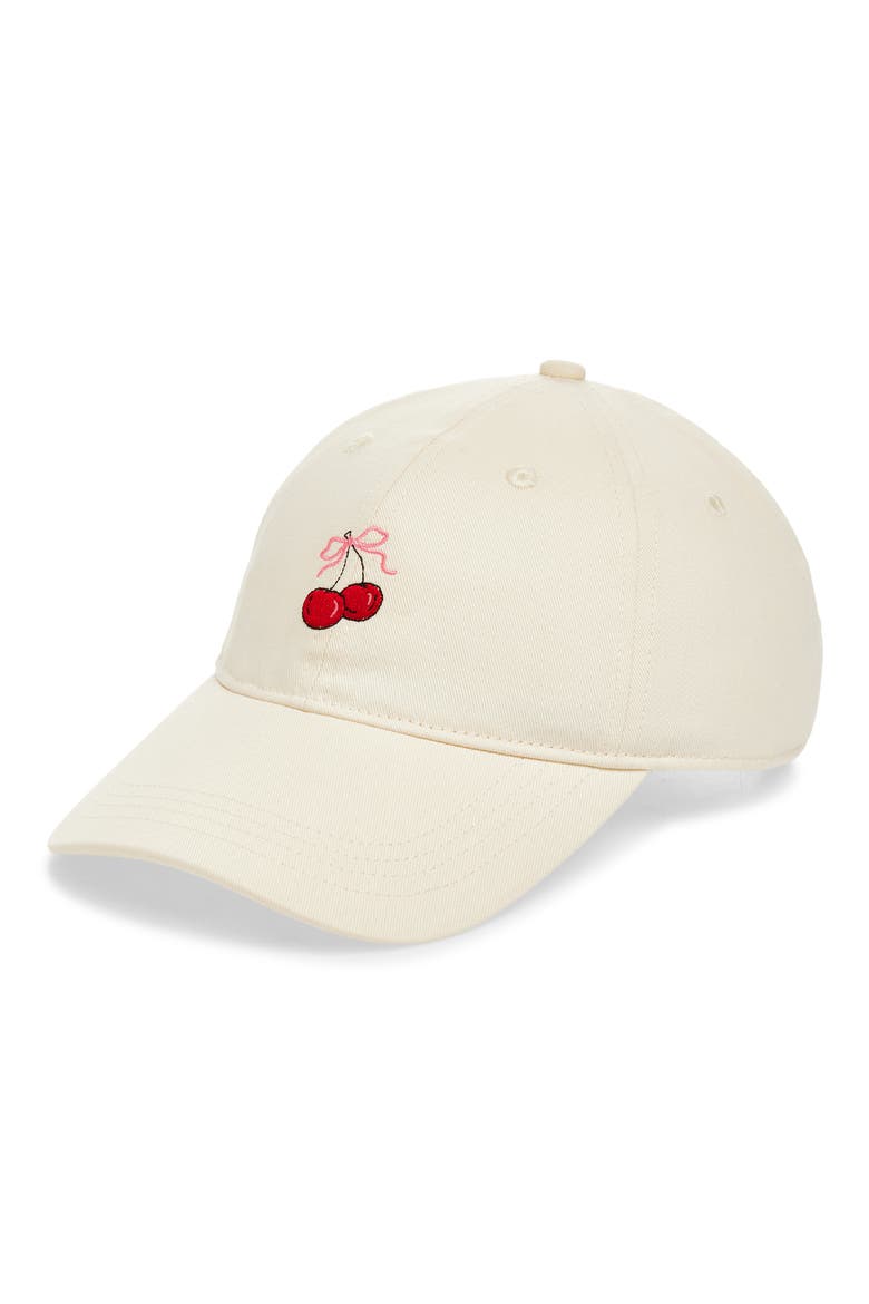 Red Cherry Baseball Cap, Main, color, CREAM