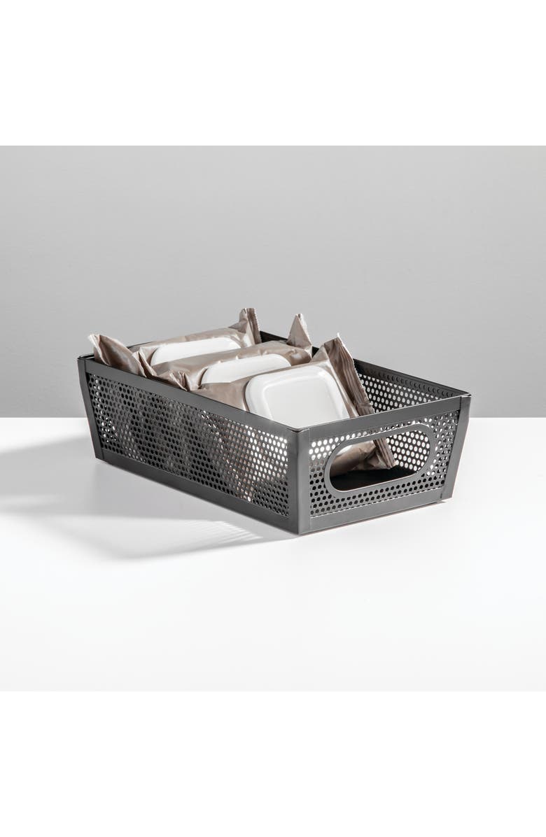 mDesign Perforated Metal Storage Bin with Handles - Set of 4 - Matte Black, Alternate, color, Black