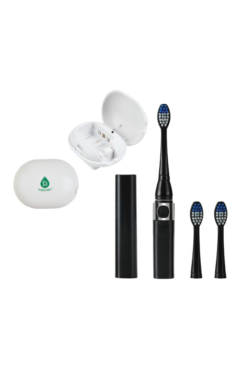 PURSONIC Portable Oral Care Bundle - Black Sonic Toothbrush with Bonus Heads + Toothbrush UV Sterilizer, Main, color, Multicolor