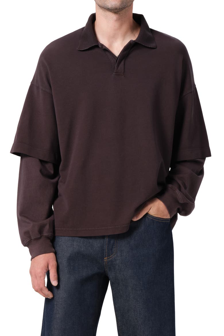 Curren Layered Piquè Polo, Main, color, ELYSIAN DARK BROWN