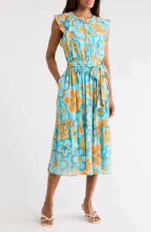 Ramy Brook Elle Floral Cap Sleeve Chiffon Maxi Dress
