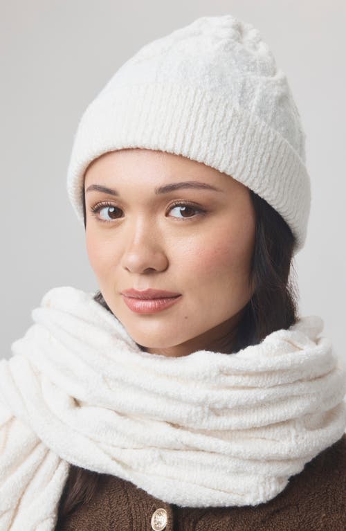 Splendid X @cellajaneblog Cable Beanie In White