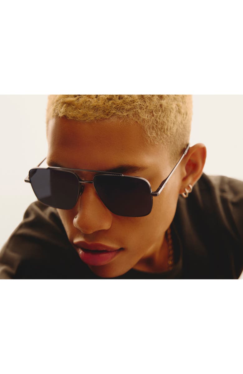 QUAY Level Out 60mm Aviator Sunglasses, Alternate, color, Brushed Gunmetal/ Navy