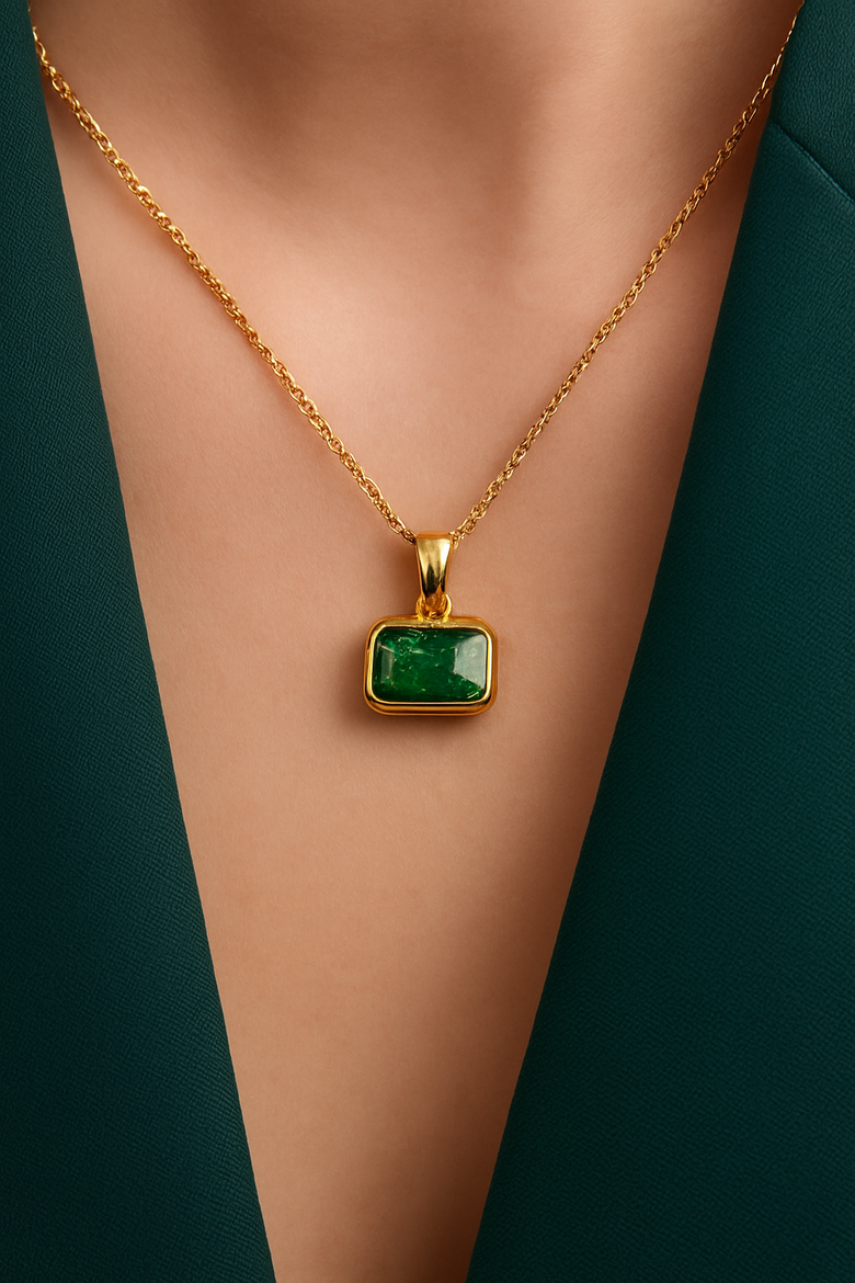 Noa Emerald Pendant Necklace, Alternate, color, Gold