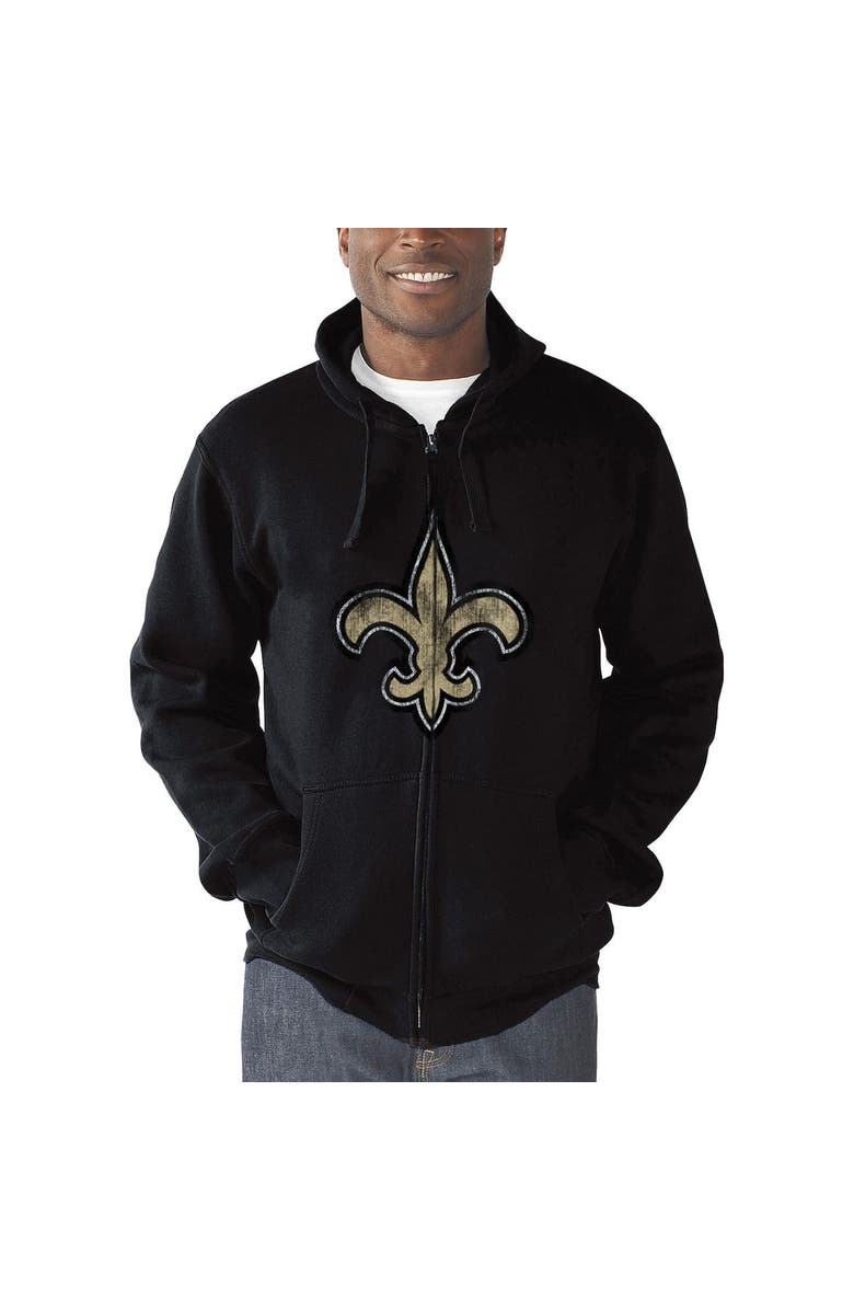 STARTER Men's G-III Sports by Carl Banks Black New Orleans Saints Primary Logo Full-Zip Hoodie, Alternate, color, Black