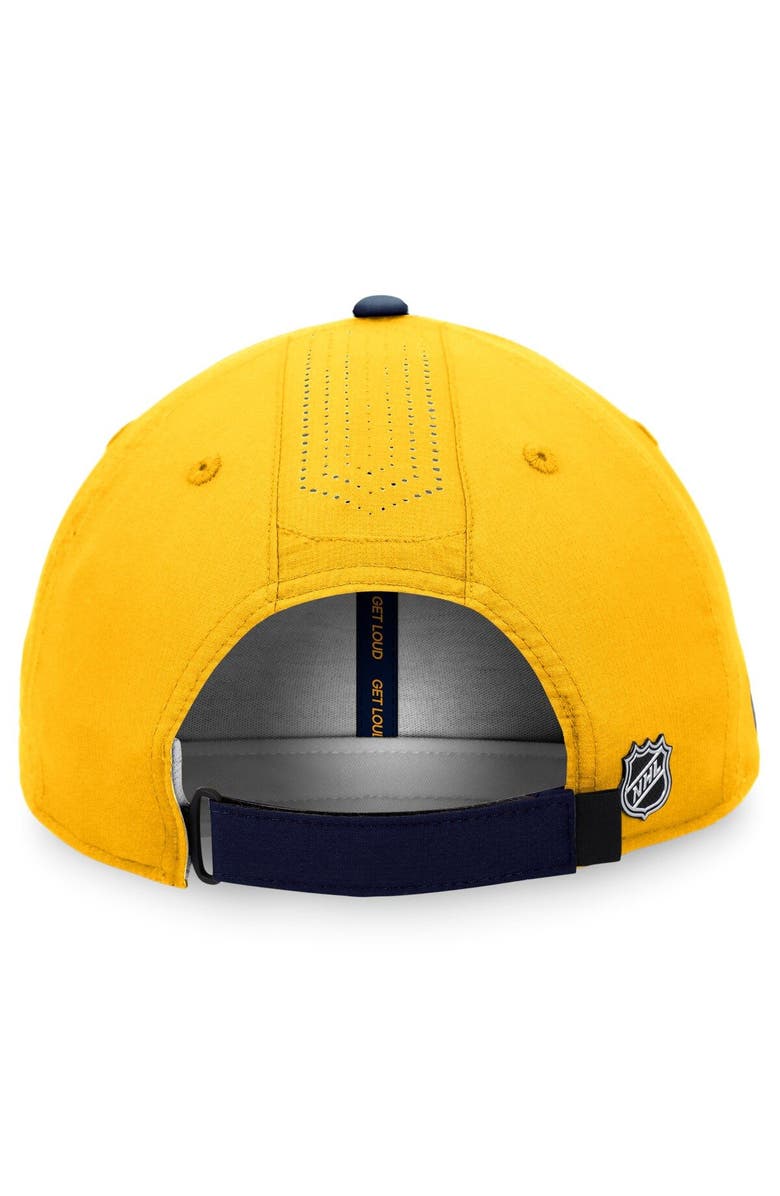 FANATICS Men's Fanatics Branded Navy/Gold Nashville Predators Authentic Pro Rink Pinnacle Adjustable Hat, Alternate, color, Navy